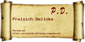 Preisich Delinke névjegykártya